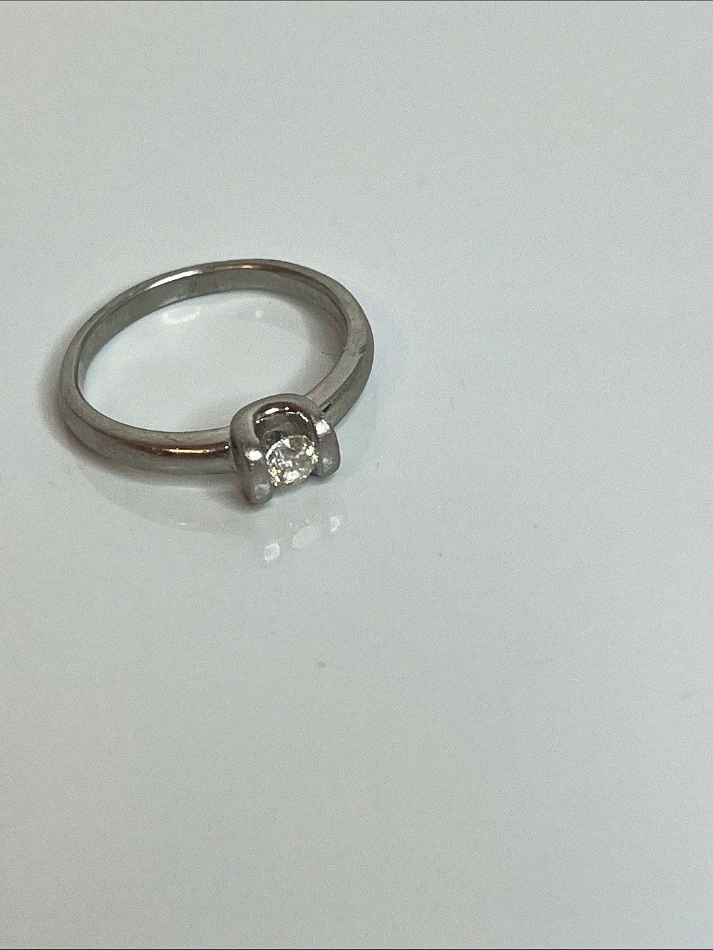 Natural Diamond & Platinum Solitaire Ring